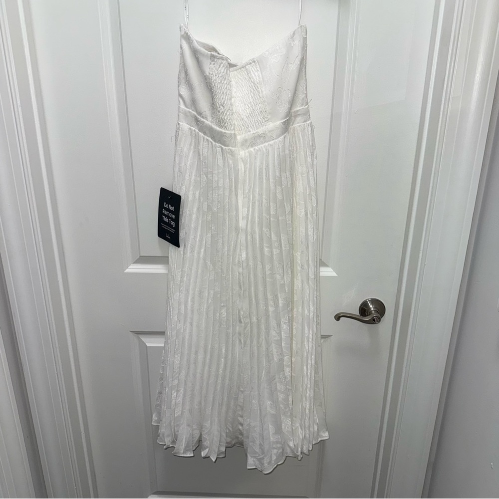 NWT Lulu’s Perfectly Stunning Ivory Jacquard Strapless Midi Dress - Picture 10 of 12